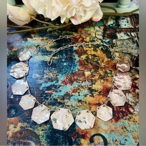 Vintage Hammered Sterling Silver Hexagon
Necklace Stamped 925 On Each One